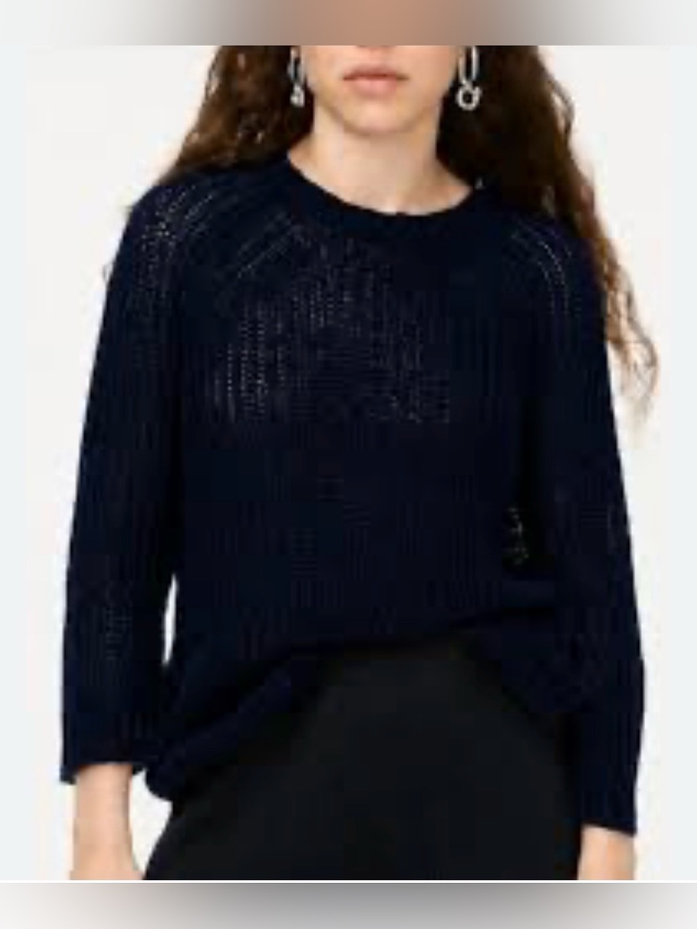 J. Crew Linen Navy Open-Weave Crewneck Sweater